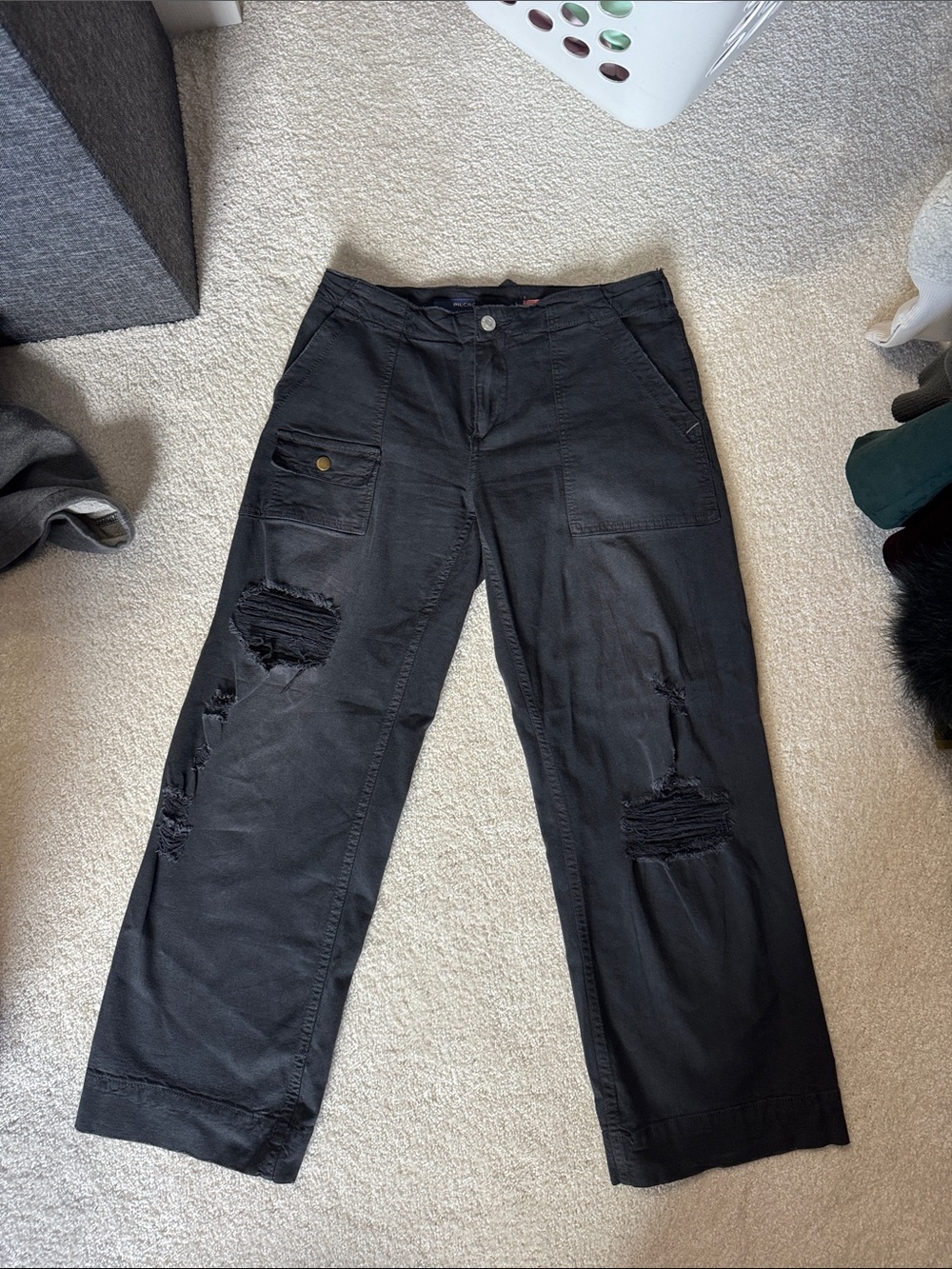 Anthropologie Black Distressed Boyfriend Jeans
